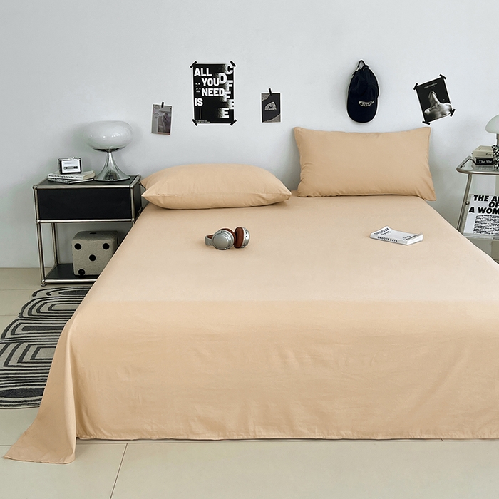 91家纺网 家纺一手货源 找家纺 优尚佳生活馆 2025新款亲肤水洗棉纯色单品床单 伦敦咖