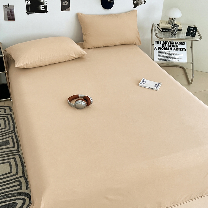 91家纺网 家纺一手货源 找家纺 优尚佳生活馆 2025新款亲肤水洗棉纯色单品床单 伦敦咖