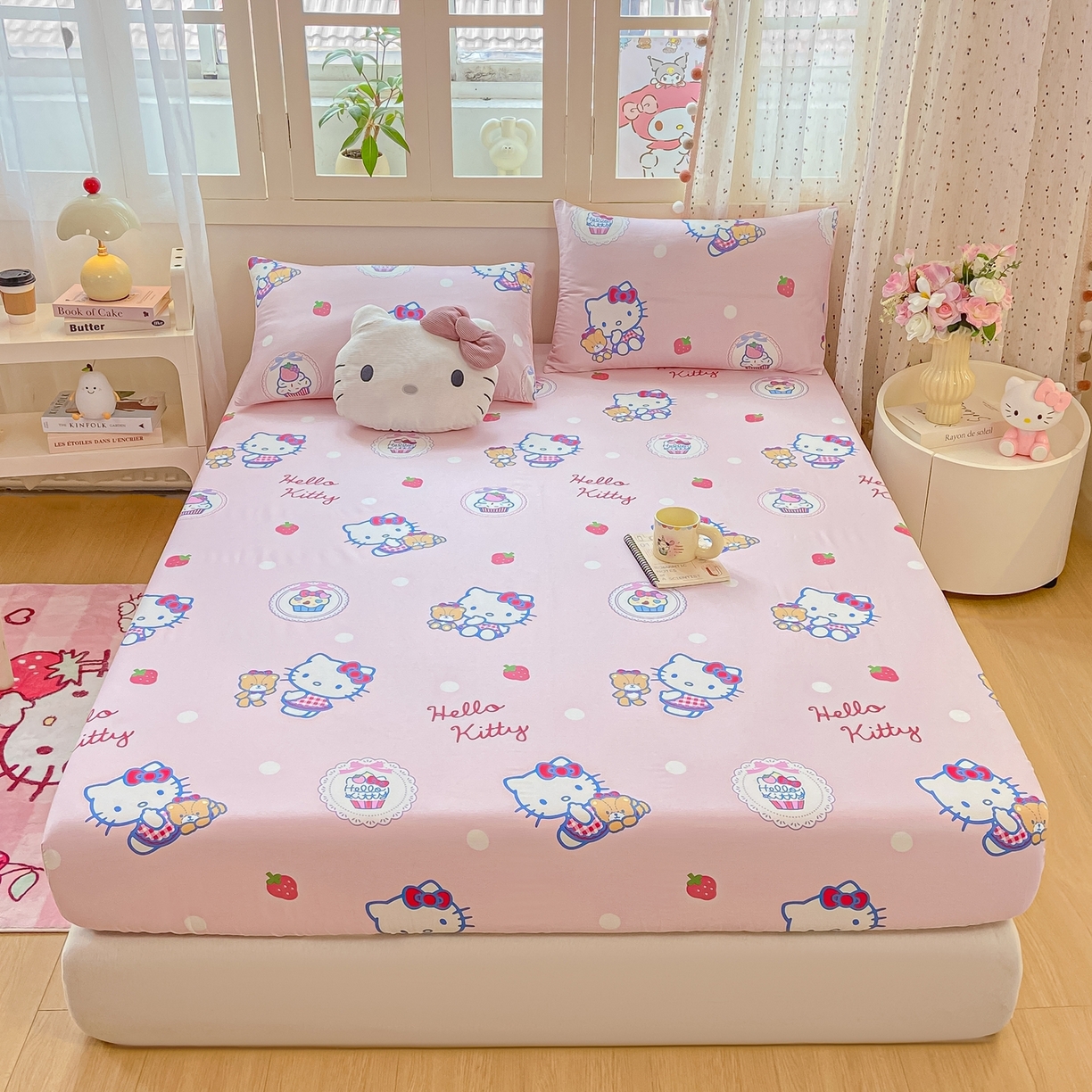 博雅 2025春夏新款三丽欧小版全棉纯棉单品床笠床笠单件单床笠 草莓蛋糕KT