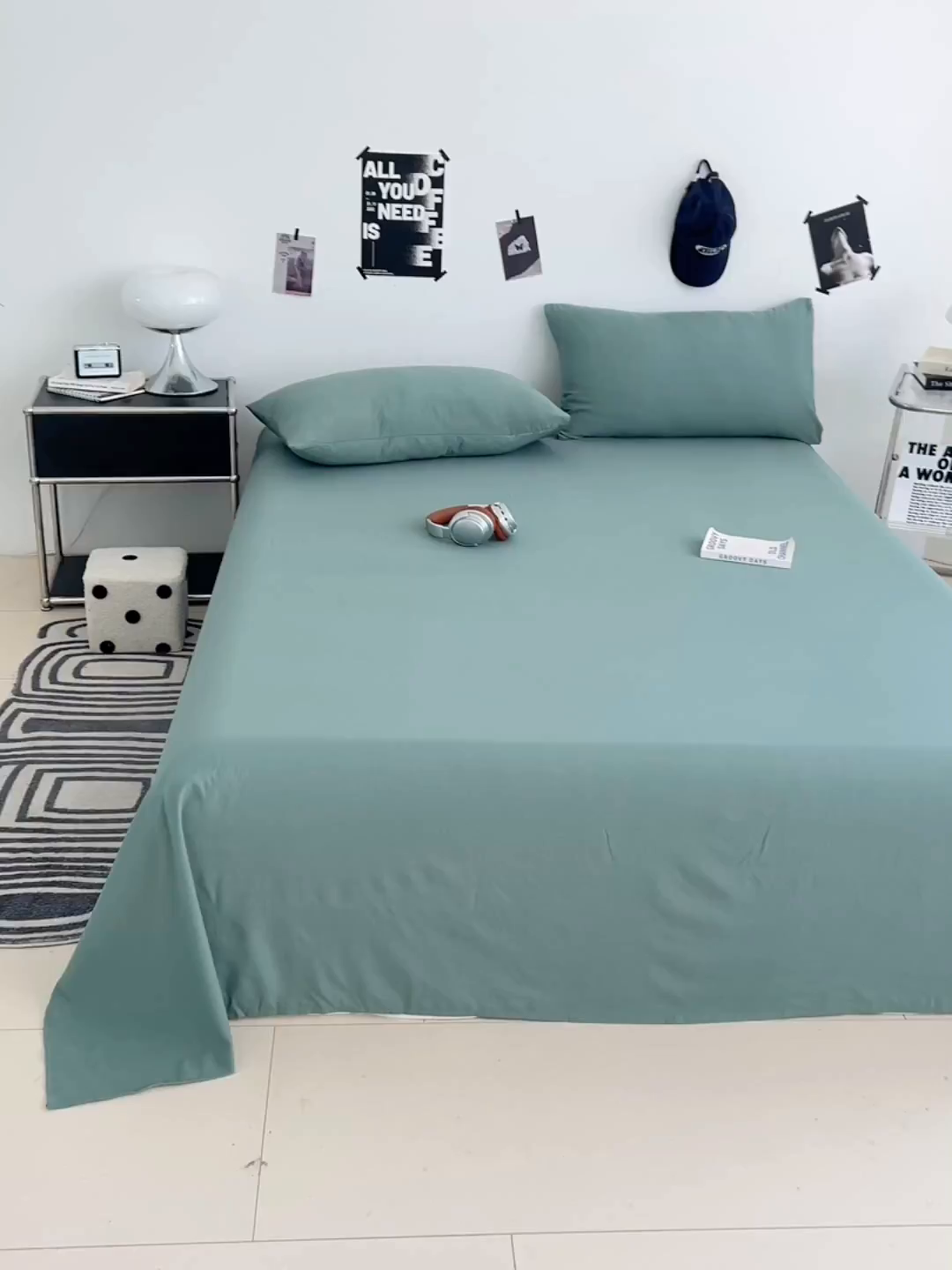 91家纺网 家纺一手货源 找家纺 优尚佳生活馆 2025新款亲肤水洗棉纯色单品床单 麦苗绿