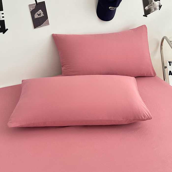 91家纺网 家纺一手货源 找家纺 优尚佳生活馆 2025新款亲肤水洗棉纯色单品床单 藕粉