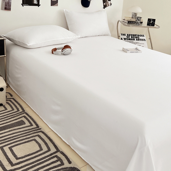 91家纺网 家纺一手货源 找家纺 优尚佳生活馆 2025新款亲肤水洗棉纯色单品床单 乳白