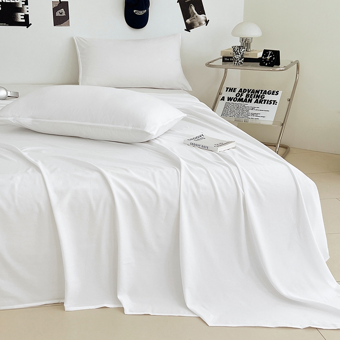 91家纺网 家纺一手货源 找家纺 优尚佳生活馆 2025新款亲肤水洗棉纯色单品床单 乳白