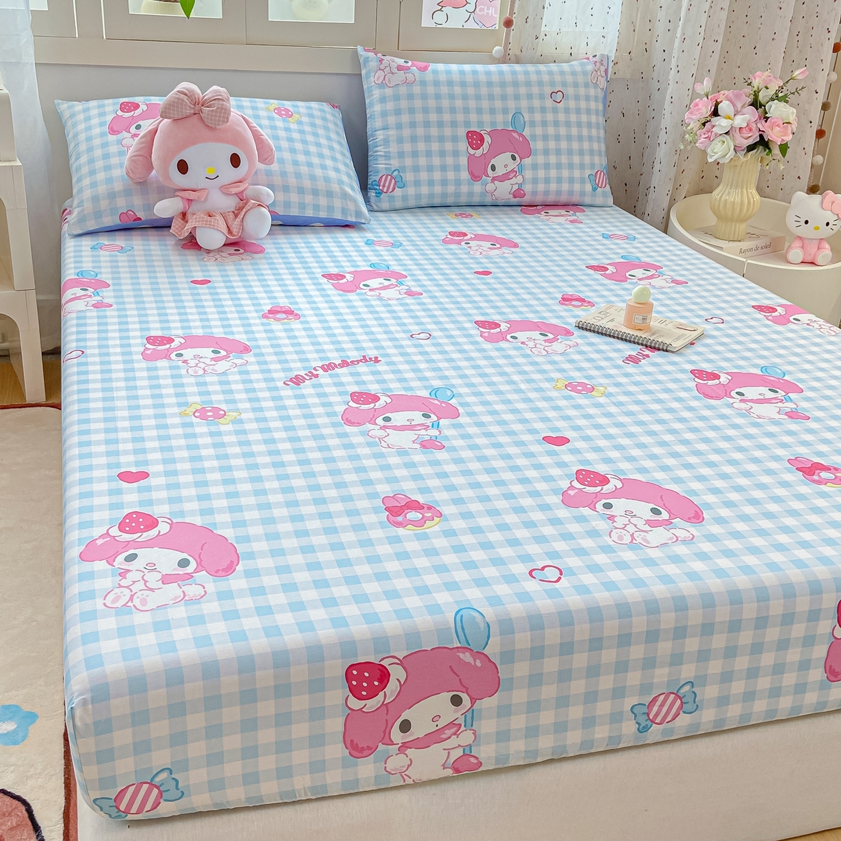 91家纺网 家纺一手货源 找家纺 博雅 2025春夏新款三丽欧小版全棉纯棉单品床笠床笠单件单床笠 呆萌美乐蒂