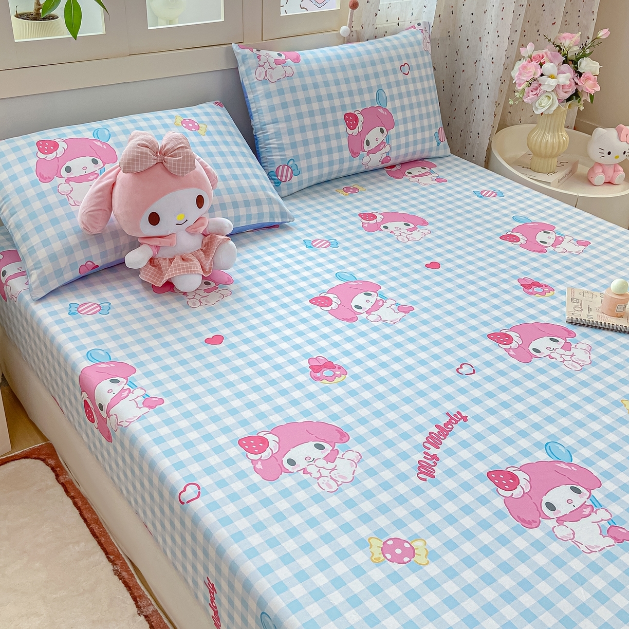 91家纺网 家纺一手货源 找家纺 博雅 2025春夏新款三丽欧小版全棉纯棉单品床笠床笠单件单床笠 呆萌美乐蒂