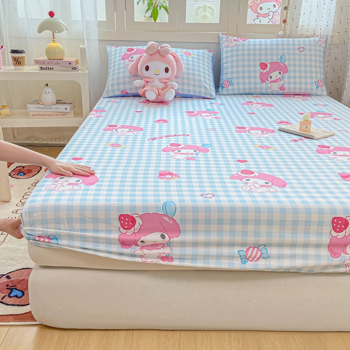 91家纺网 家纺一手货源 找家纺 博雅 2025春夏新款三丽欧小版全棉纯棉单品床笠床笠单件单床笠 呆萌美乐蒂