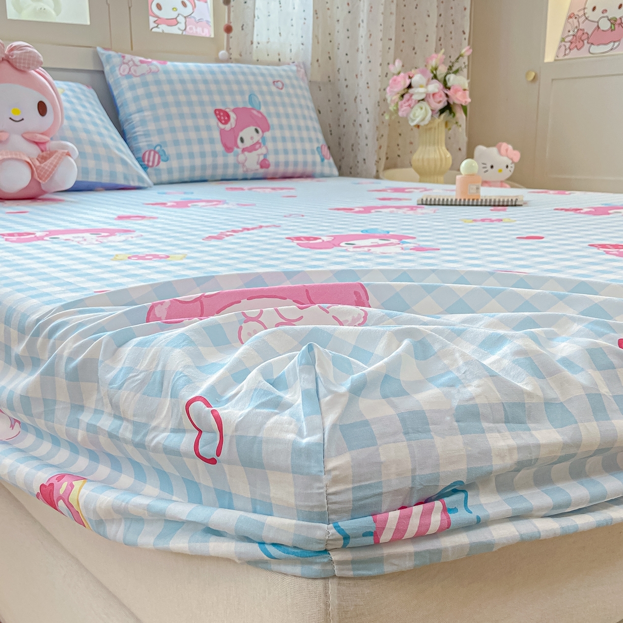 91家纺网 家纺一手货源 找家纺 博雅 2025春夏新款三丽欧小版全棉纯棉单品床笠床笠单件单床笠 呆萌美乐蒂