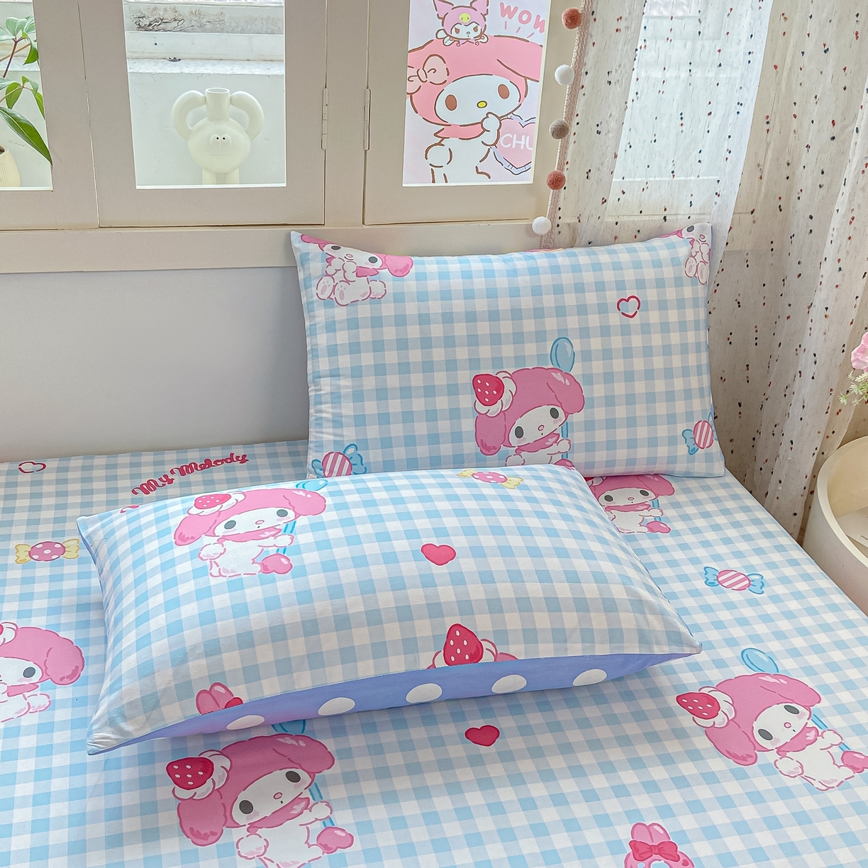 91家纺网 家纺一手货源 找家纺 博雅 2025春夏新款三丽欧小版全棉纯棉单品床笠床笠单件单床笠 呆萌美乐蒂