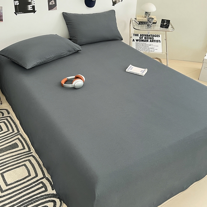 91家纺网 家纺一手货源 找家纺 优尚佳生活馆 2025新款亲肤水洗棉纯色单品床单 雅青