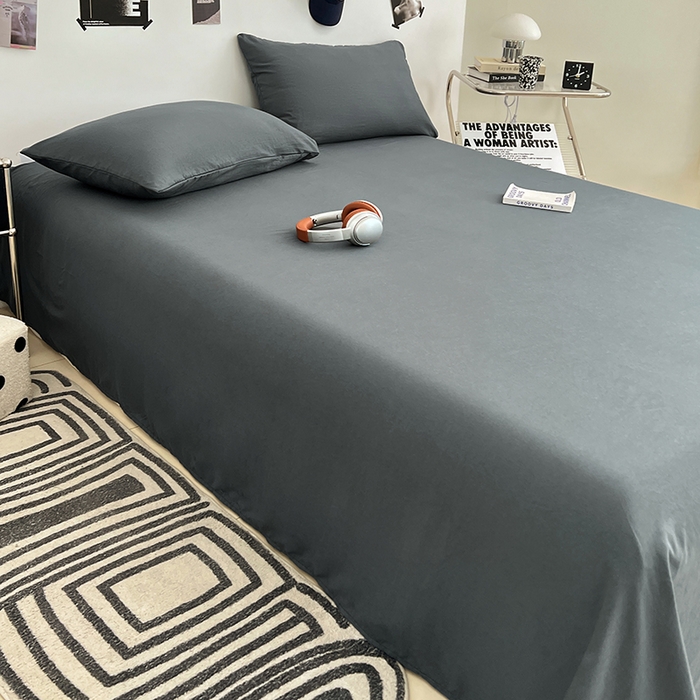 91家纺网 家纺一手货源 找家纺 优尚佳生活馆 2025新款亲肤水洗棉纯色单品床单 雅青