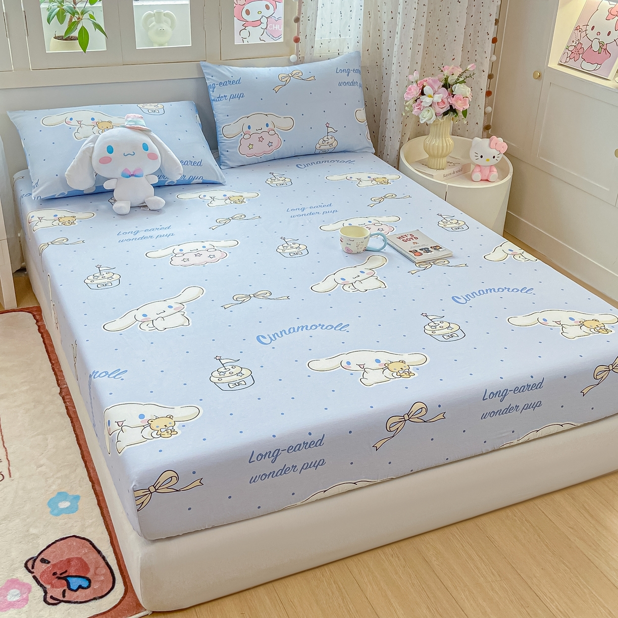 91家纺网 家纺一手货源 找家纺 博雅 2025春夏新款三丽欧小版全棉纯棉单品床笠床笠单件单床笠 点点玉桂狗