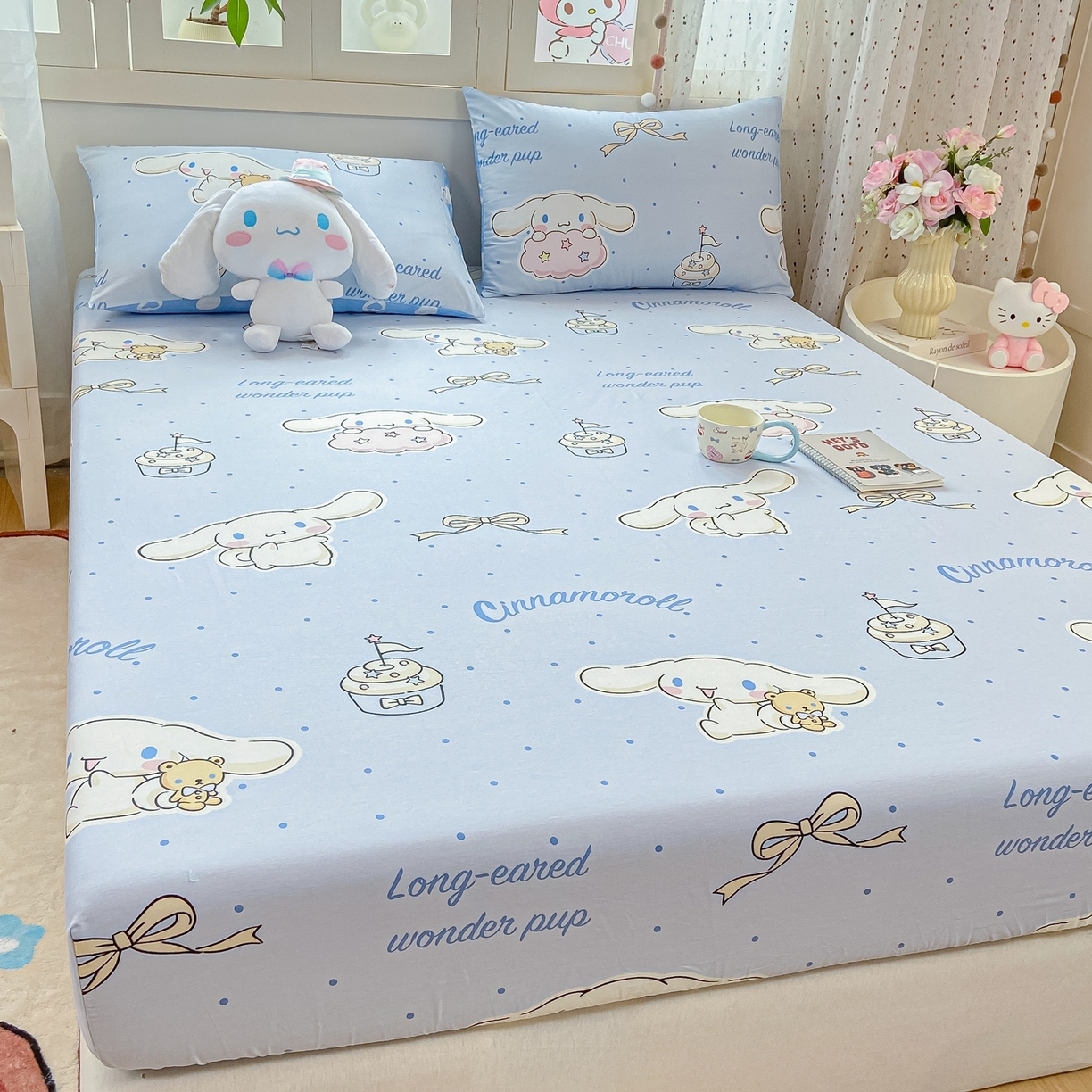 91家纺网 家纺一手货源 找家纺 博雅 2025春夏新款三丽欧小版全棉纯棉单品床笠床笠单件单床笠 点点玉桂狗