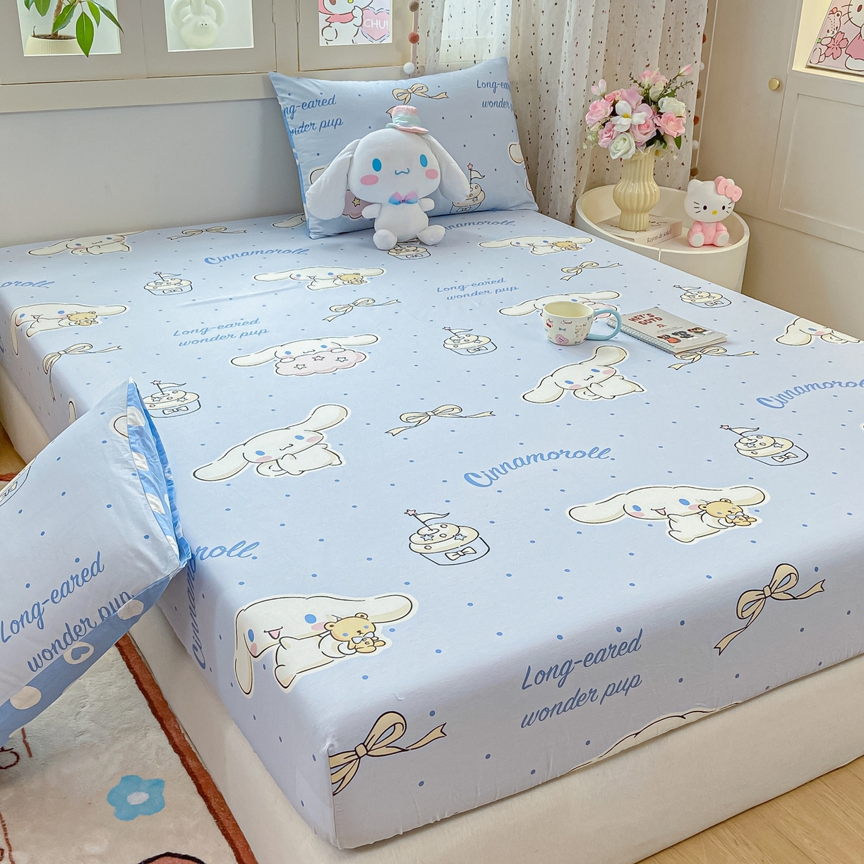 91家纺网 家纺一手货源 找家纺 博雅 2025春夏新款三丽欧小版全棉纯棉单品床笠床笠单件单床笠 点点玉桂狗