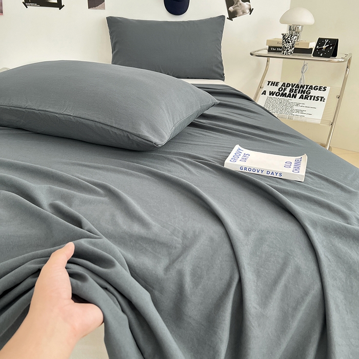 91家纺网 家纺一手货源 找家纺 优尚佳生活馆 2025新款亲肤水洗棉纯色单品床单 雅青