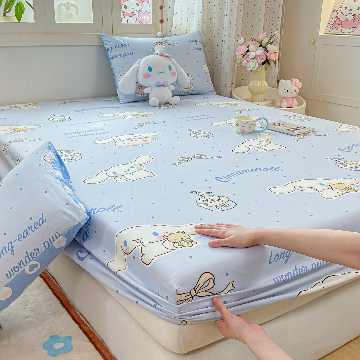 91家纺网 家纺一手货源 找家纺 博雅 2025春夏新款三丽欧小版全棉纯棉单品床笠床笠单件单床笠 点点玉桂狗