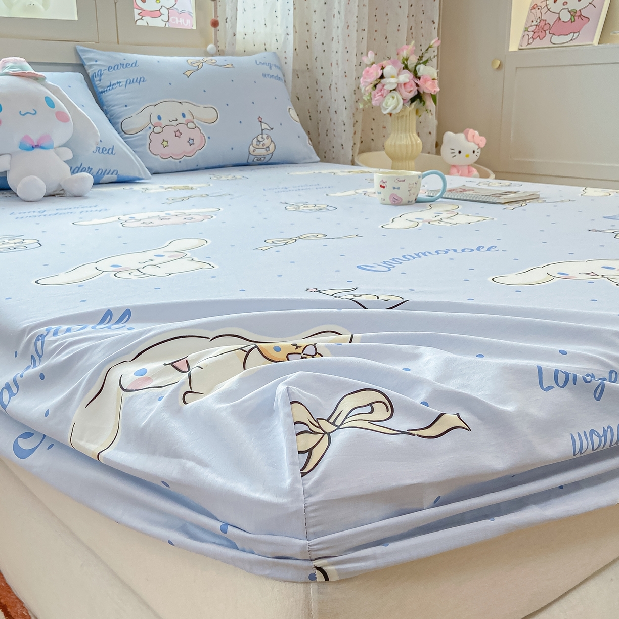 91家纺网 家纺一手货源 找家纺 博雅 2025春夏新款三丽欧小版全棉纯棉单品床笠床笠单件单床笠 点点玉桂狗