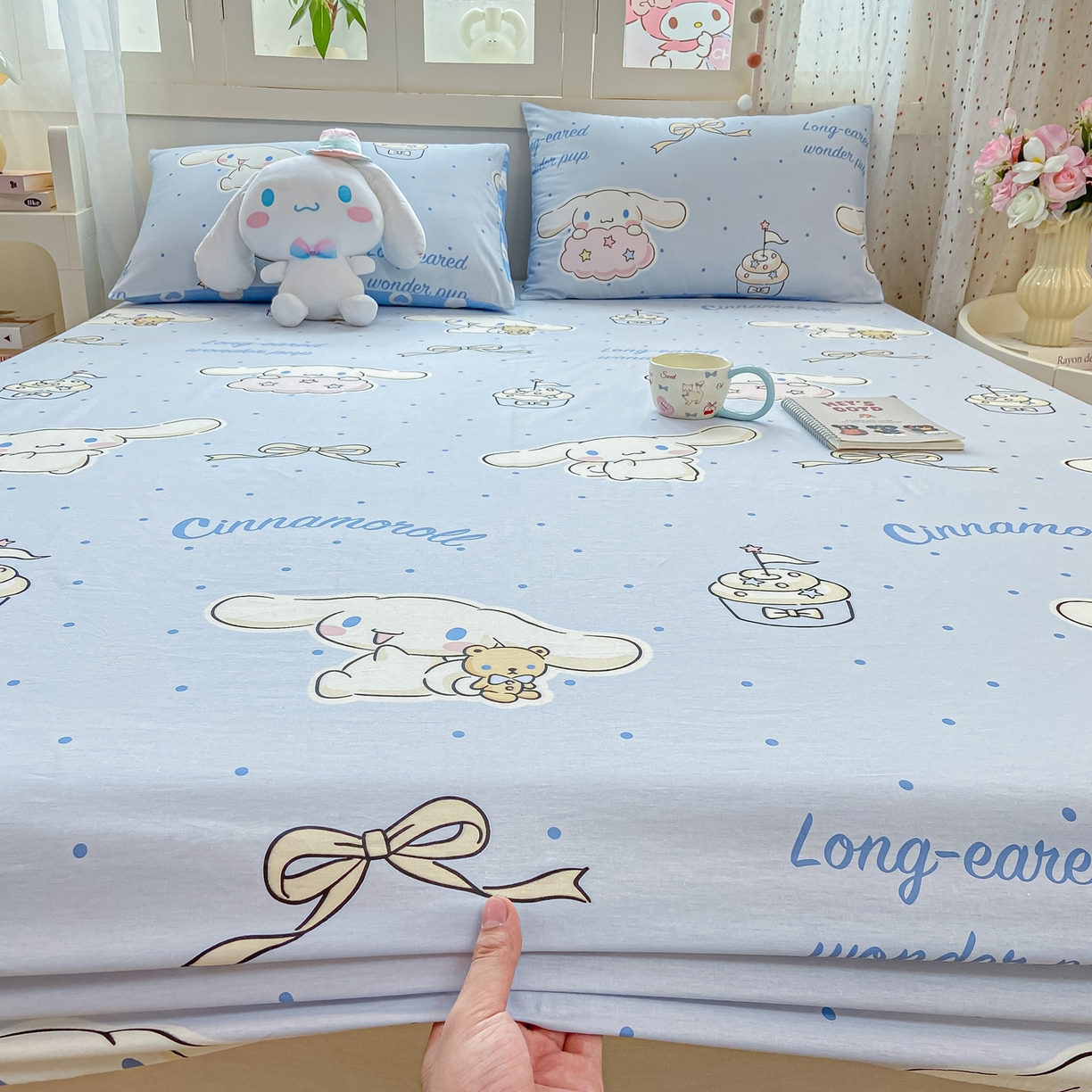 91家纺网 家纺一手货源 找家纺 博雅 2025春夏新款三丽欧小版全棉纯棉单品床笠床笠单件单床笠 点点玉桂狗