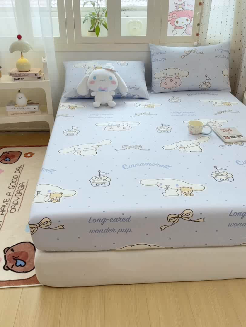 91家纺网 家纺一手货源 找家纺 博雅 2025春夏新款三丽欧小版全棉纯棉单品床笠床笠单件单床笠 点点玉桂狗