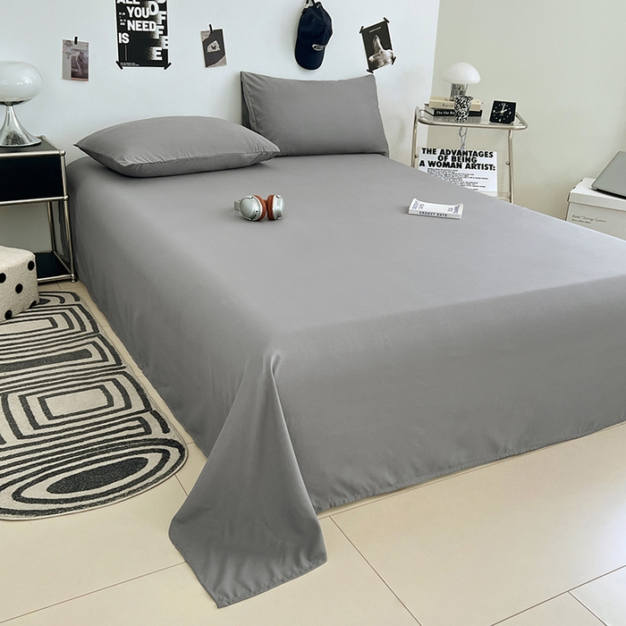 91家纺网 家纺一手货源 找家纺 优尚佳生活馆 2025新款亲肤水洗棉纯色单品床单 烟灰