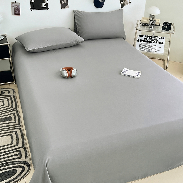 91家纺网 家纺一手货源 找家纺 优尚佳生活馆 2025新款亲肤水洗棉纯色单品床单 烟灰