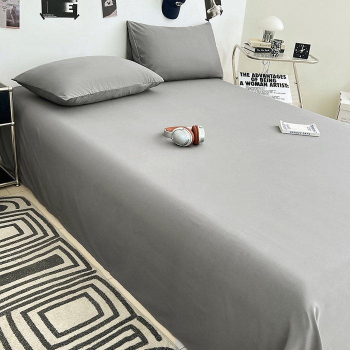 91家纺网 家纺一手货源 找家纺 优尚佳生活馆 2025新款亲肤水洗棉纯色单品床单 烟灰