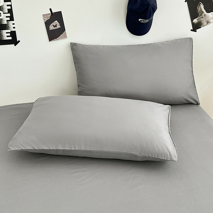 91家纺网 家纺一手货源 找家纺 优尚佳生活馆 2025新款亲肤水洗棉纯色单品床单 烟灰