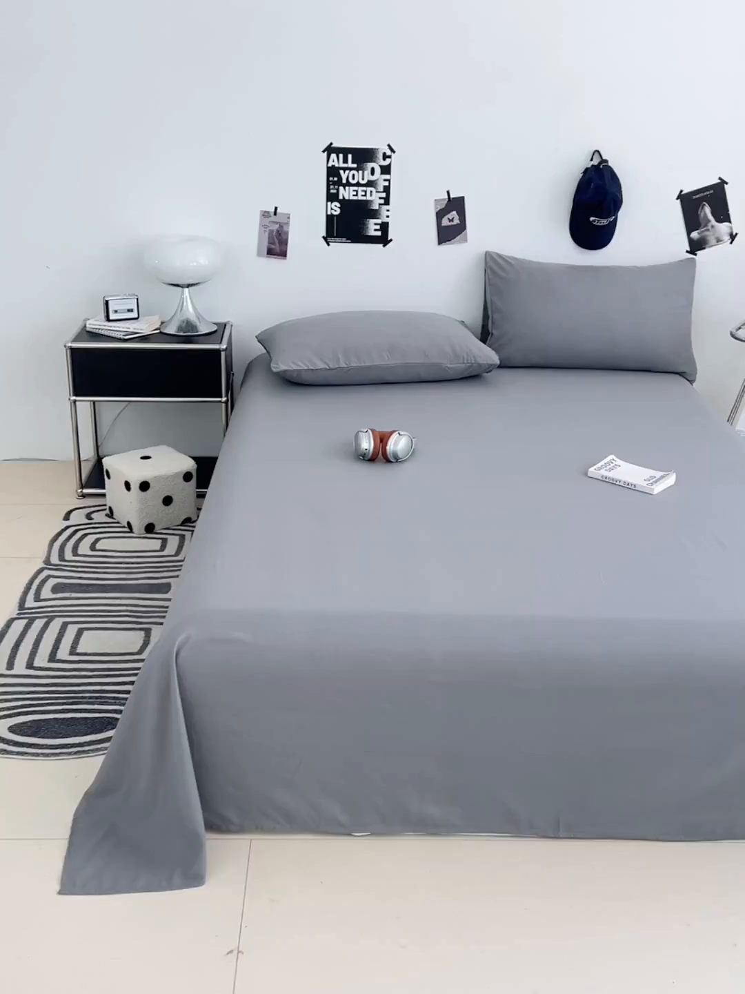 91家纺网 家纺一手货源 找家纺 优尚佳生活馆 2025新款亲肤水洗棉纯色单品床单 烟灰