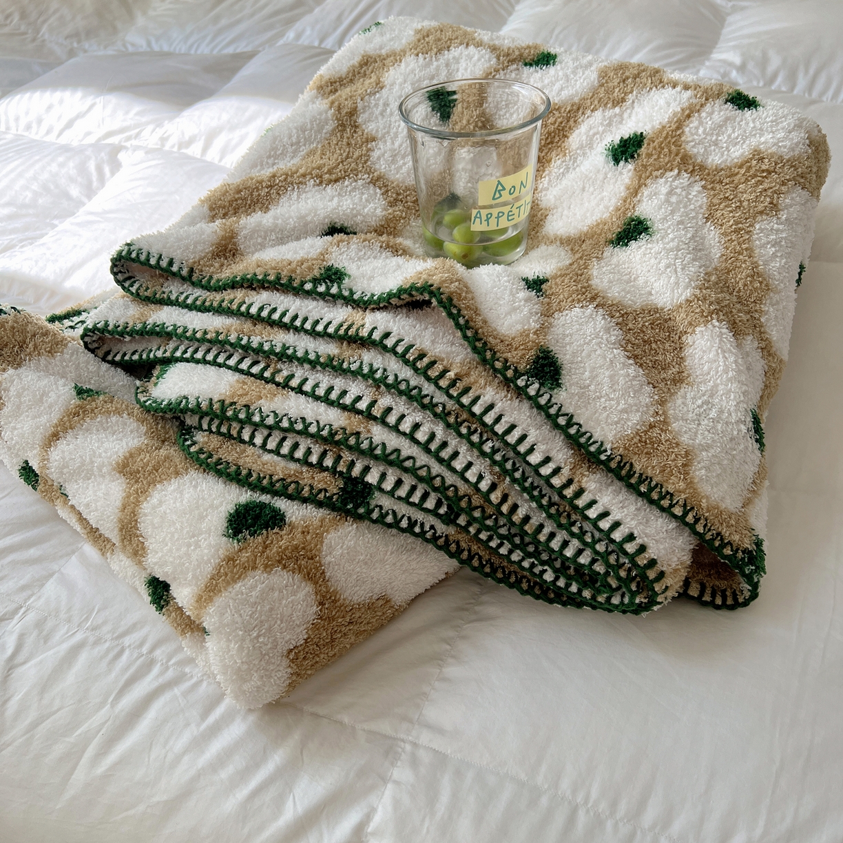 91家纺网 家纺一手货源 找家纺 舒隅家纺 A类高级感半边绒三角针毛毯毯子 芙纹-米