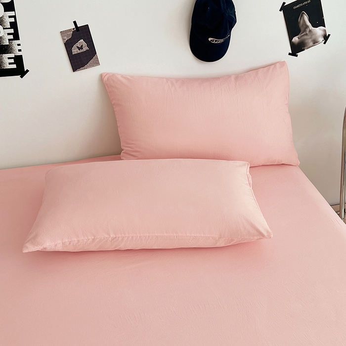 91家纺网 家纺一手货源 找家纺 优尚佳生活馆 2025新款亲肤水洗棉纯色单品床单 胭脂粉