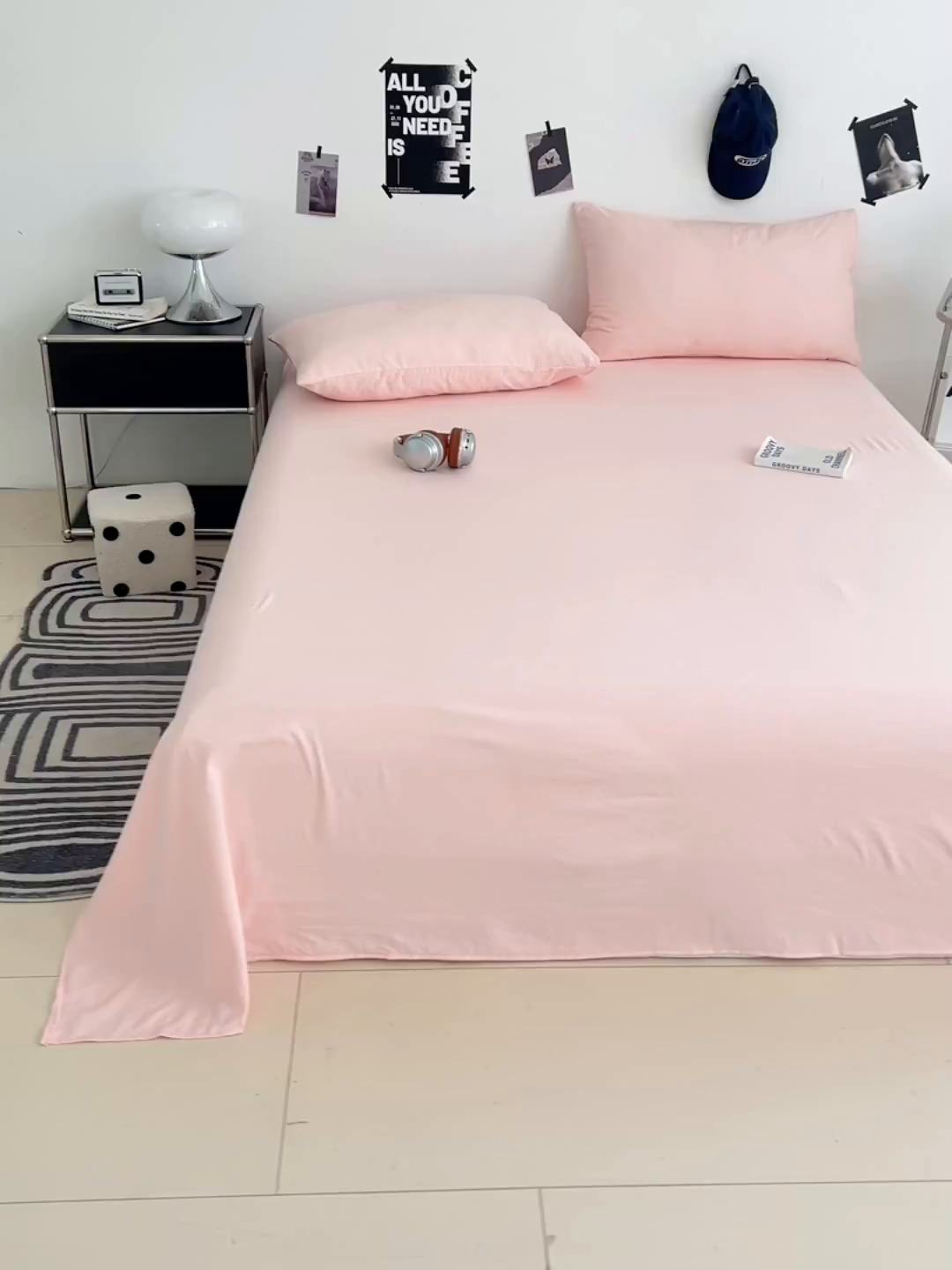 91家纺网 家纺一手货源 找家纺 优尚佳生活馆 2025新款亲肤水洗棉纯色单品床单 胭脂粉