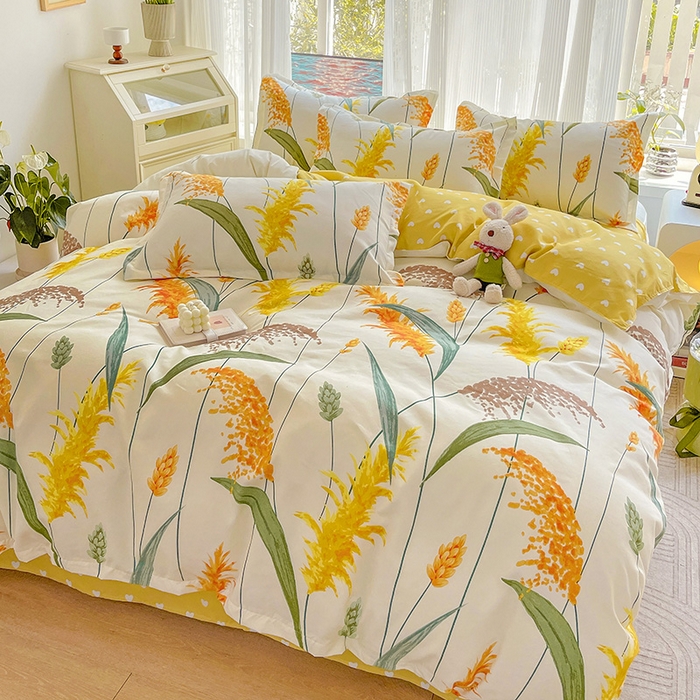 91家纺网 家纺一手货源 找家纺 文黛家居 2025新款植物羊绒亲肤小版花单被套 穗穗平安