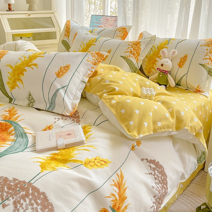 91家纺网 家纺一手货源 找家纺 文黛家居 2025新款植物羊绒亲肤小版花单被套 穗穗平安