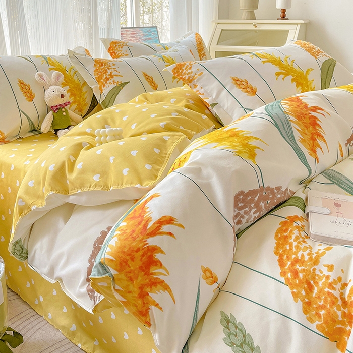 91家纺网 家纺一手货源 找家纺 文黛家居 2025新款植物羊绒亲肤小版花单被套 穗穗平安