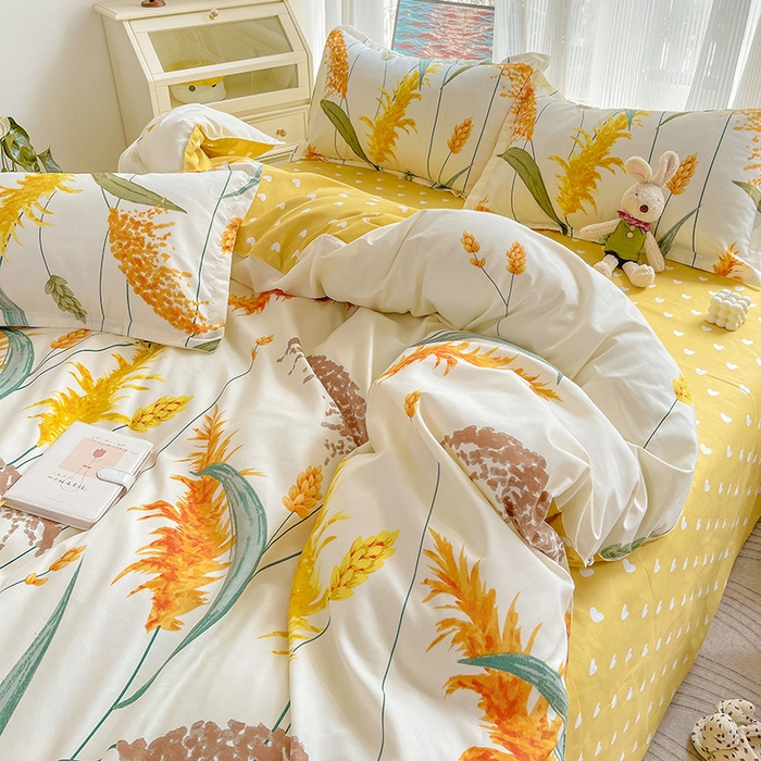 91家纺网 家纺一手货源 找家纺 文黛家居 2025新款植物羊绒亲肤小版花单被套 穗穗平安