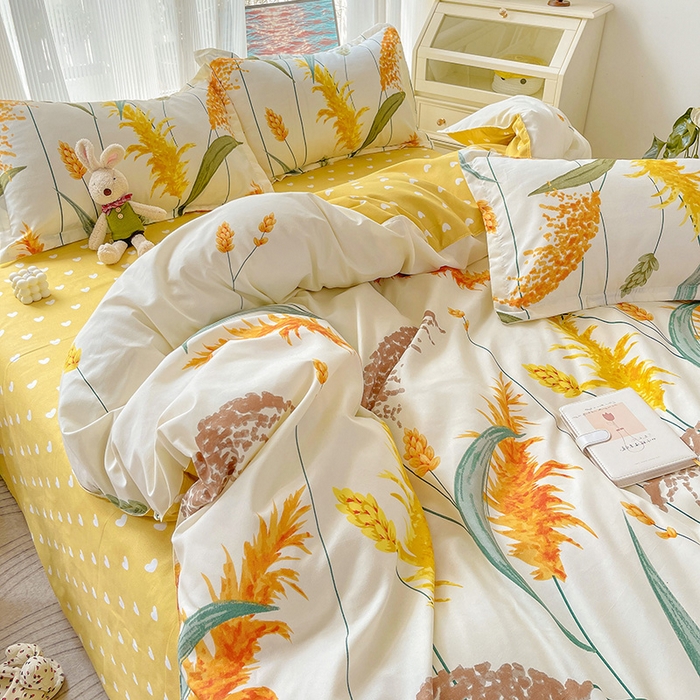 91家纺网 家纺一手货源 找家纺 文黛家居 2025新款植物羊绒亲肤小版花单被套 穗穗平安