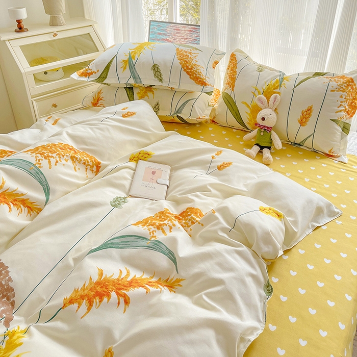 91家纺网 家纺一手货源 找家纺 文黛家居 2025新款植物羊绒亲肤小版花单被套 穗穗平安