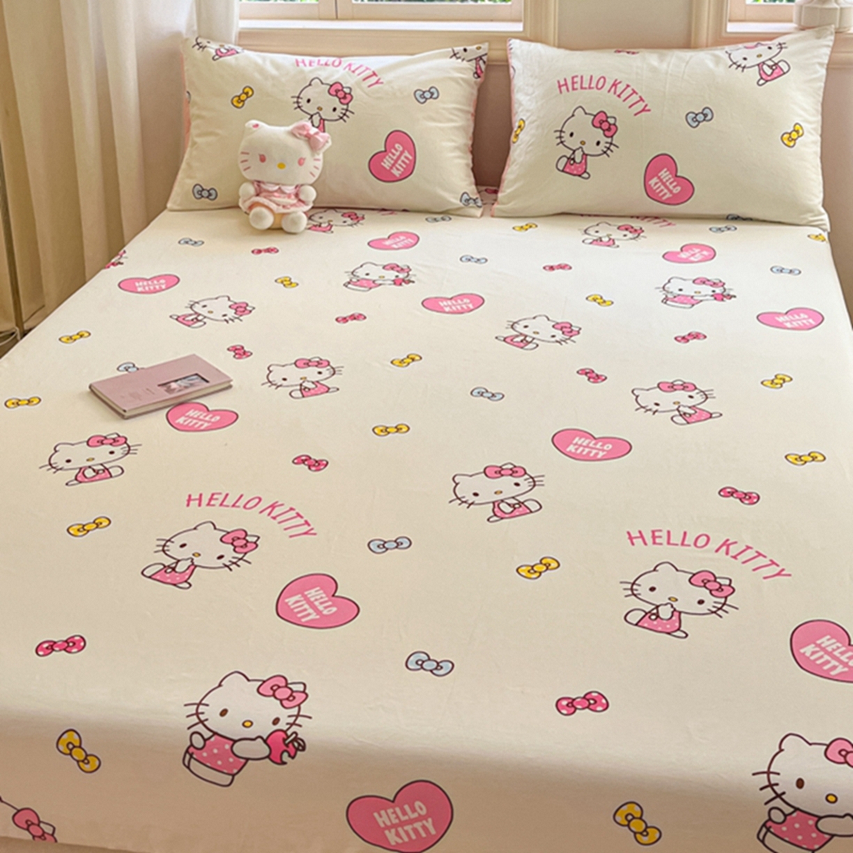 91家纺网 家纺一手货源 找家纺 博雅 2025春夏新款三丽欧小版全棉纯棉单品床笠床笠单件单床笠 蝴蝶结KT