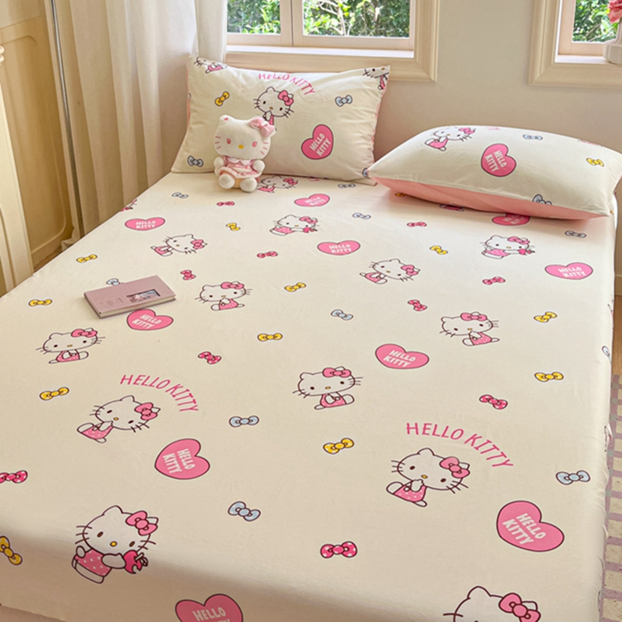 91家纺网 家纺一手货源 找家纺 博雅 2025春夏新款三丽欧小版全棉纯棉单品床笠床笠单件单床笠 蝴蝶结KT