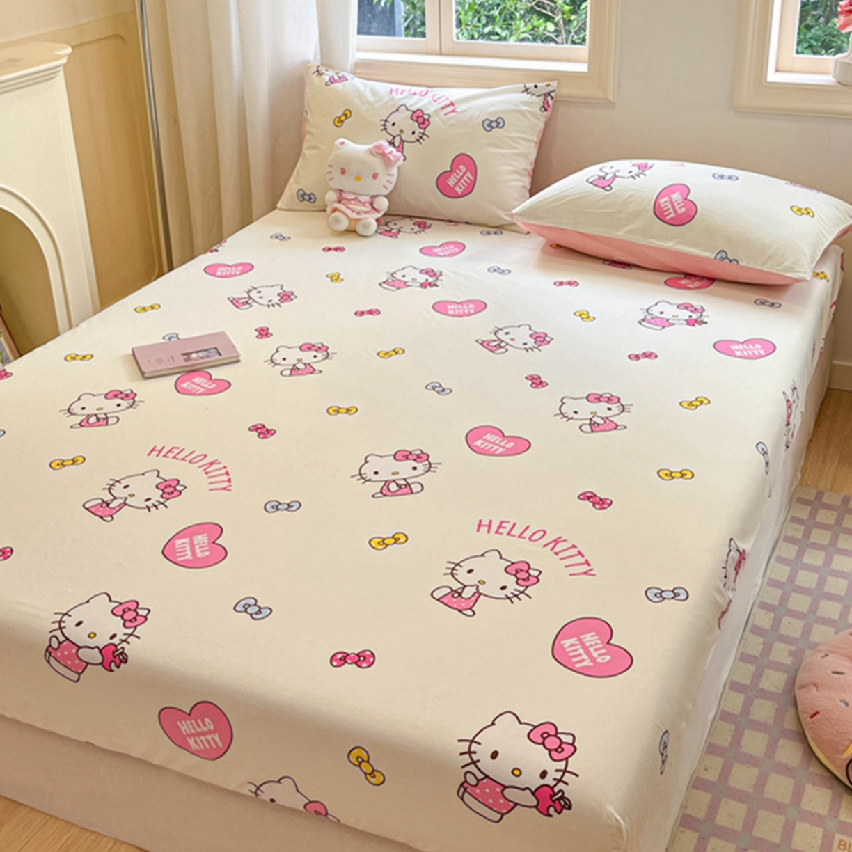 91家纺网 家纺一手货源 找家纺 博雅 2025春夏新款三丽欧小版全棉纯棉单品床笠床笠单件单床笠 蝴蝶结KT