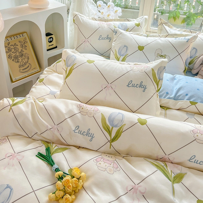 91家纺网 家纺一手货源 找家纺 文黛家居 2025新款植物羊绒亲肤小版花单被套 兔花花