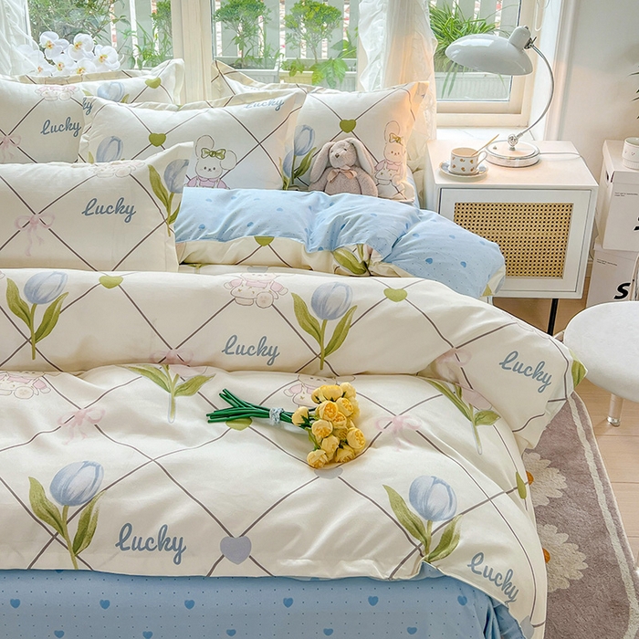 91家纺网 家纺一手货源 找家纺 文黛家居 2025新款植物羊绒亲肤小版花单被套 兔花花