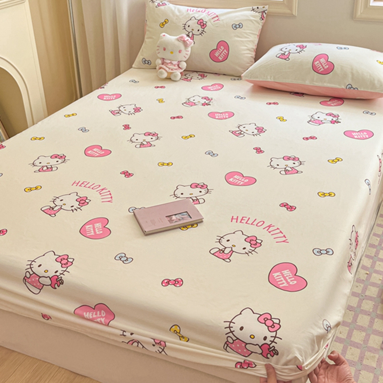 91家纺网 家纺一手货源 找家纺 博雅 2025春夏新款三丽欧小版全棉纯棉单品床笠床笠单件单床笠 蝴蝶结KT