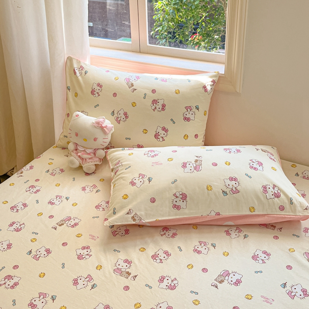 91家纺网 家纺一手货源 找家纺 博雅 2025春夏新款三丽欧小版全棉纯棉单品床笠床笠单件单床笠 可爱KT