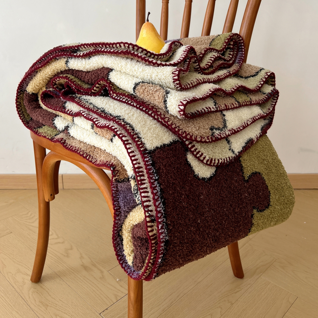 91家纺网 家纺一手货源 找家纺 舒隅家纺 A类高级感半边绒三角针毛毯毯子 拼图日记-紫