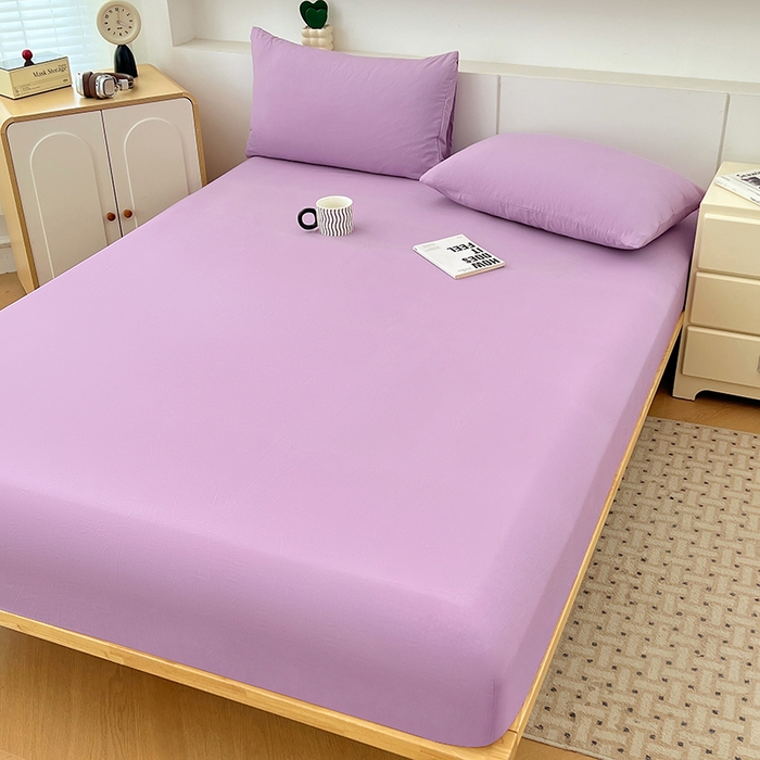 91家纺网 家纺一手货源 找家纺 优尚佳生活馆 2025新款亲肤水洗棉纯色单品床笠 帝王紫