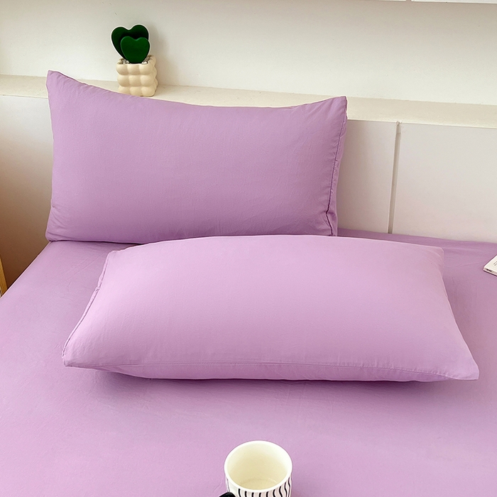 91家纺网 家纺一手货源 找家纺 优尚佳生活馆 2025新款亲肤水洗棉纯色单品床笠 帝王紫