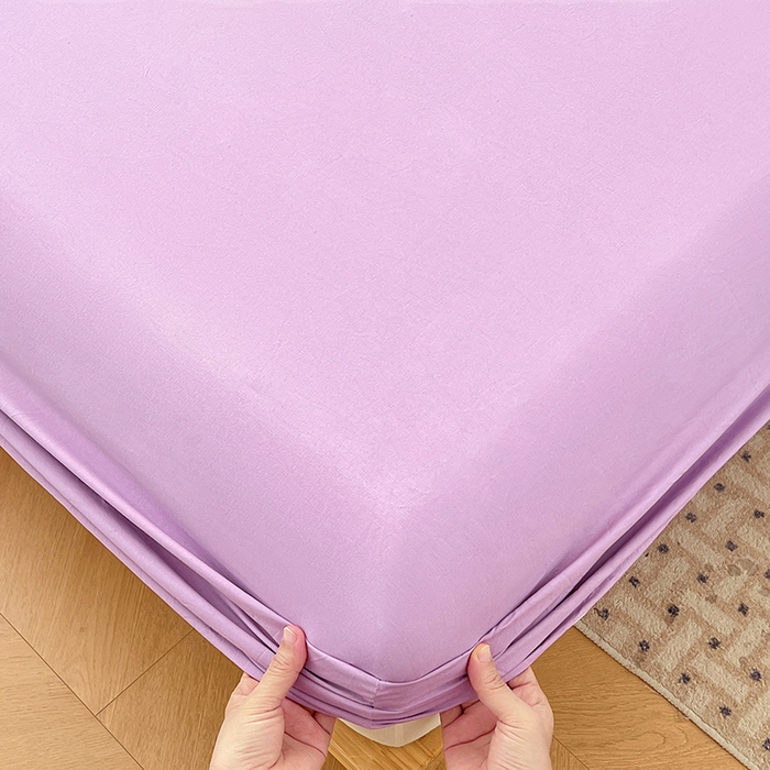 91家纺网 家纺一手货源 找家纺 优尚佳生活馆 2025新款亲肤水洗棉纯色单品床笠 帝王紫