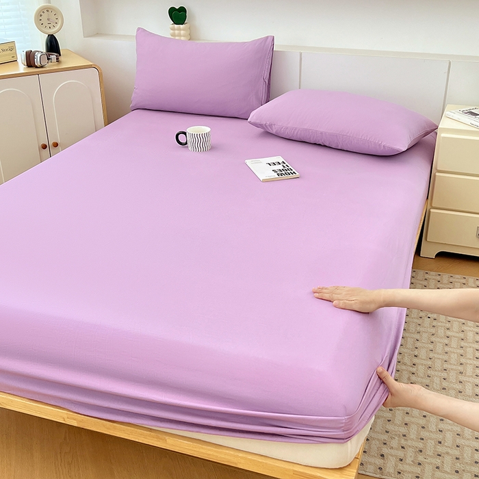 91家纺网 家纺一手货源 找家纺 优尚佳生活馆 2025新款亲肤水洗棉纯色单品床笠 帝王紫