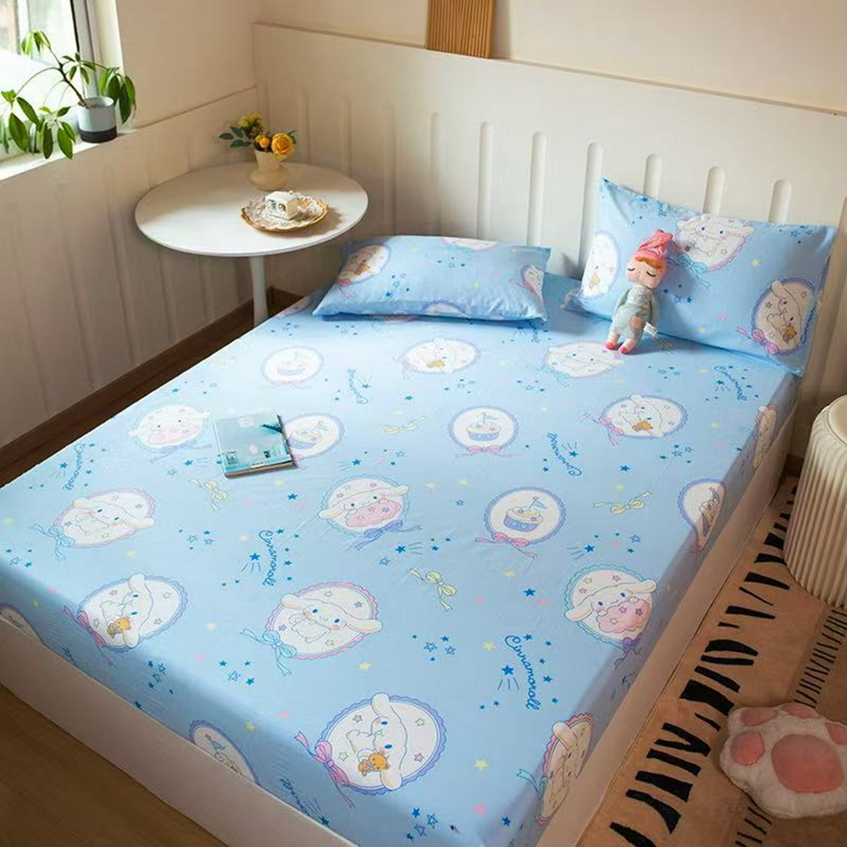 91家纺网 家纺一手货源 找家纺 博雅 2025春夏新款三丽欧小版全棉纯棉单品床笠床笠单件单床笠 蓝色玉桂狗