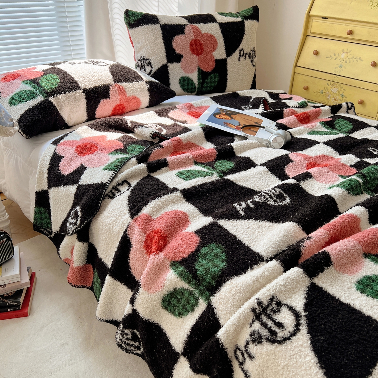 91家纺网 家纺一手货源 找家纺 舒隅家纺 A类高级感半边绒三角针毛毯毯子 奇境花园